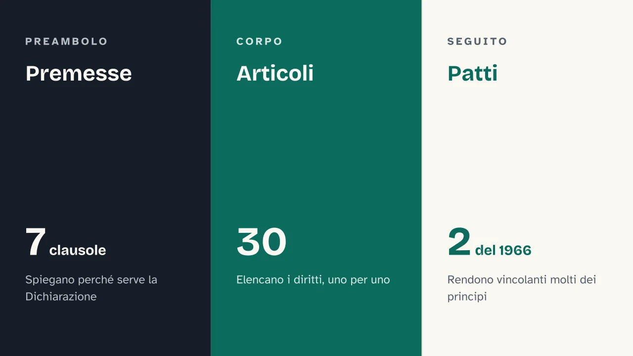 Slide 9 della presentazione su Dichiarazione universale dei diritti umani: Premesse · Articoli · Patti