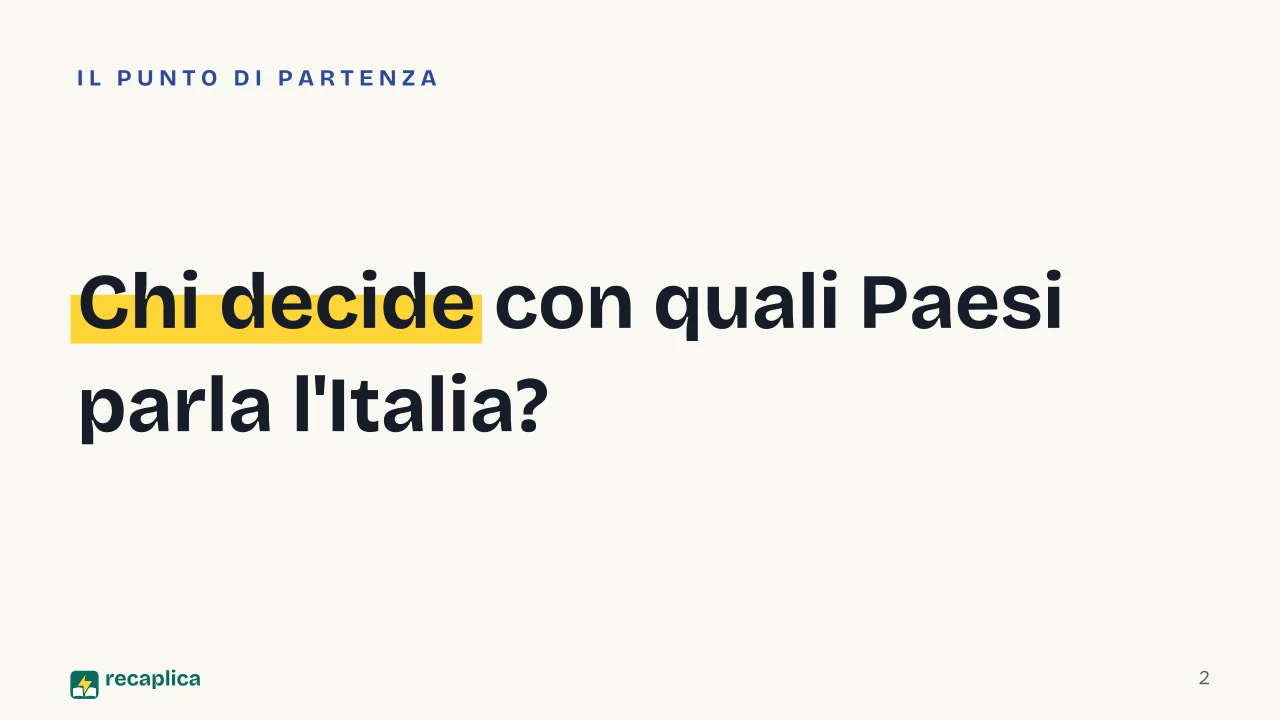 Slide 2 della presentazione su MAECI, come funziona il Ministero degli Affari Esteri: Chi decide con quali Paesi parla l'Italia?