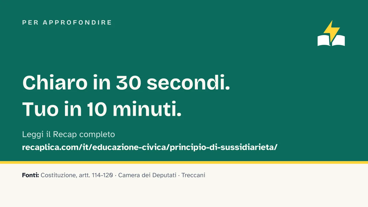 Slide 17 della presentazione su Principio di sussidiarietà: Per approfondire
