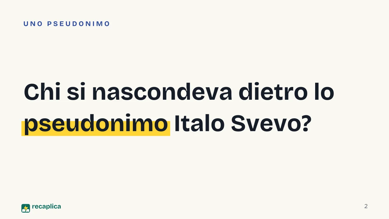 Slide 2 della presentazione su Italo Svevo: Chi si nascondeva dietro lo pseudonimo Italo Svevo?