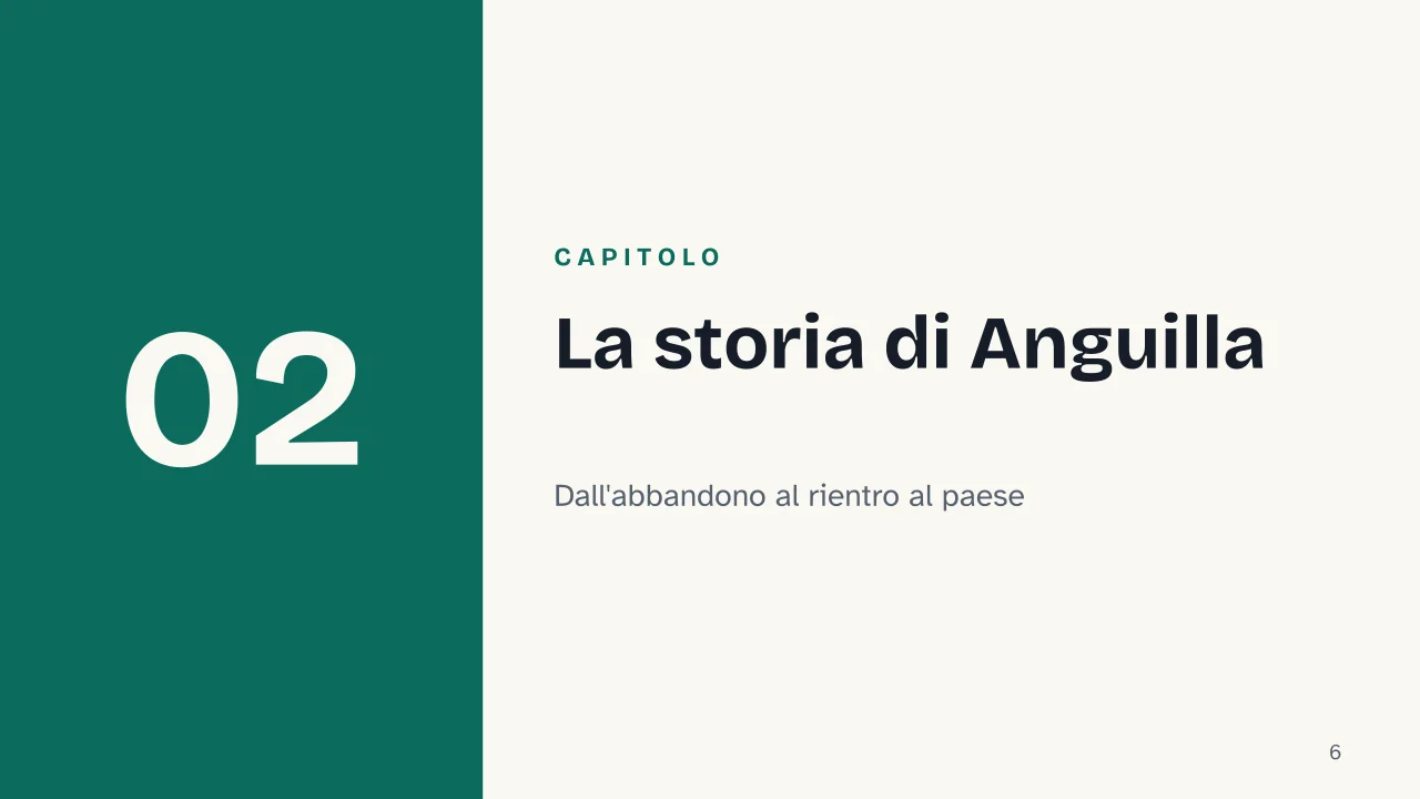 Slide 6 della presentazione su La luna e i falò di Cesare Pavese: Capitolo 02: La storia di Anguilla