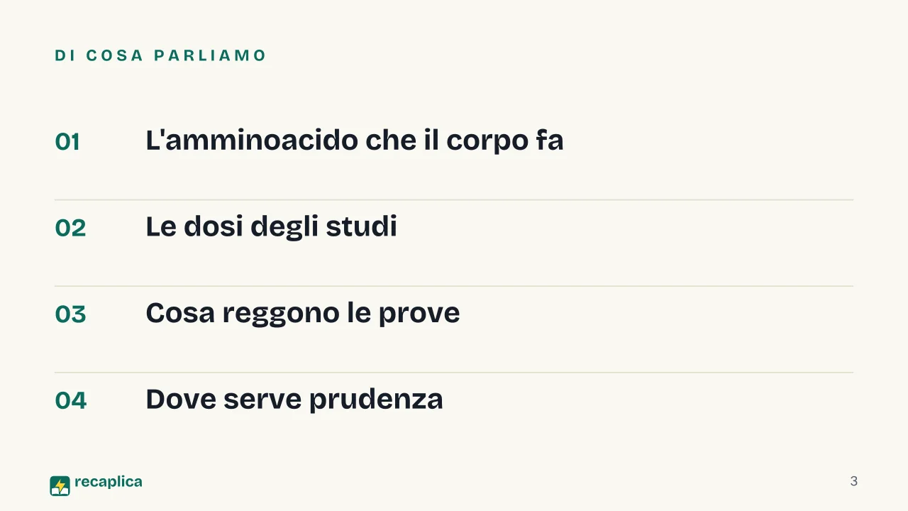 Slide 3 della presentazione su Arginina: Di cosa parliamo