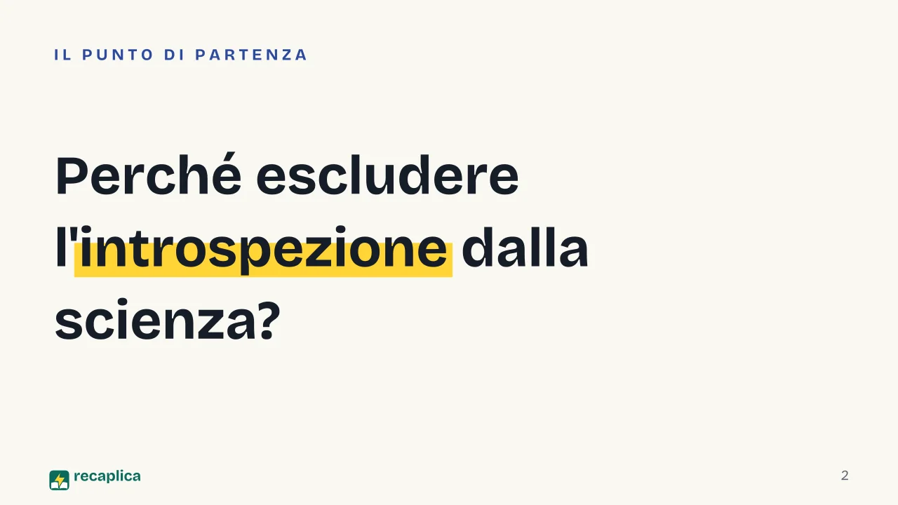 Slide 2 della presentazione su Comportamentismo: Perché escludere l'introspezione dalla scienza?
