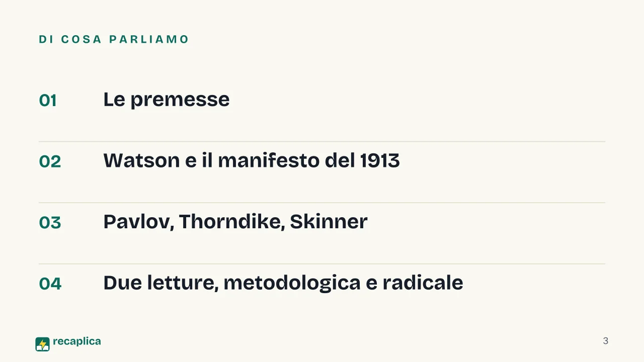 Slide 3 della presentazione su Comportamentismo: Di cosa parliamo