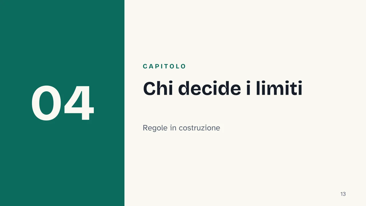 Slide 13 della presentazione su CRISPR: Capitolo 04: Chi decide i limiti