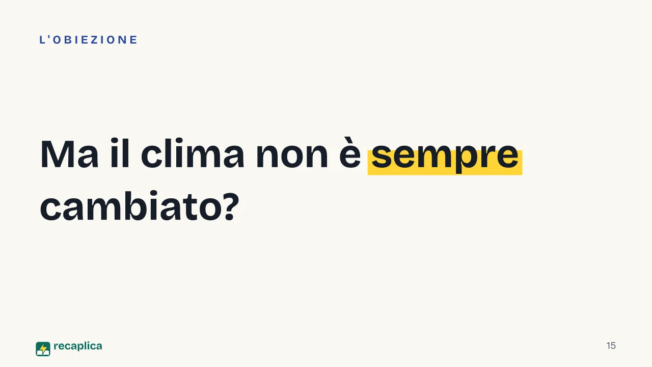 Slide 15 della presentazione su Effetto serra: Ma il clima non è sempre cambiato?