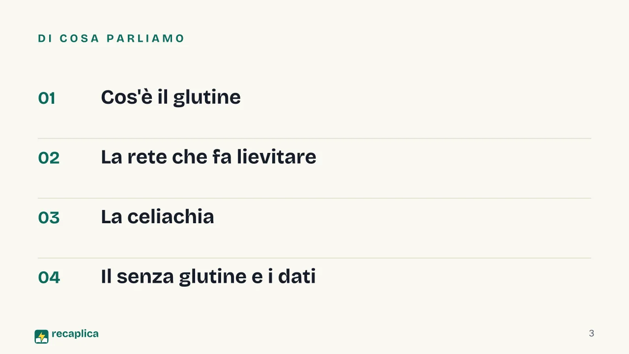 Slide 3 della presentazione su Il glutine: Di cosa parliamo