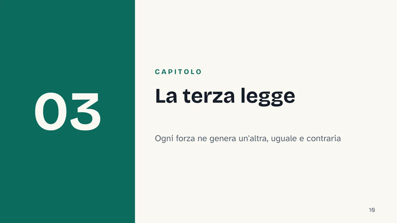 Slide 10 della presentazione su Le tre leggi di Newton: Capitolo 03: La terza legge