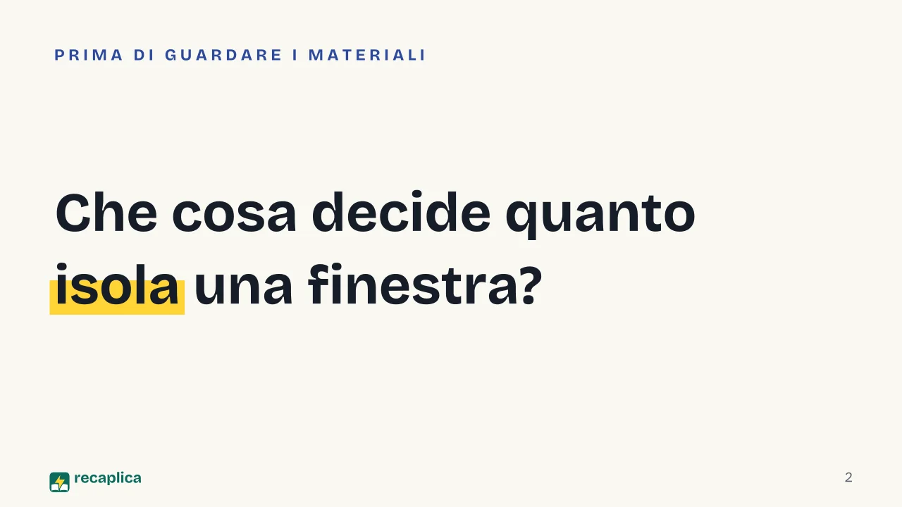 Slide 2 della presentazione su Materiali per infissi: Che cosa decide quanto isola una finestra?
