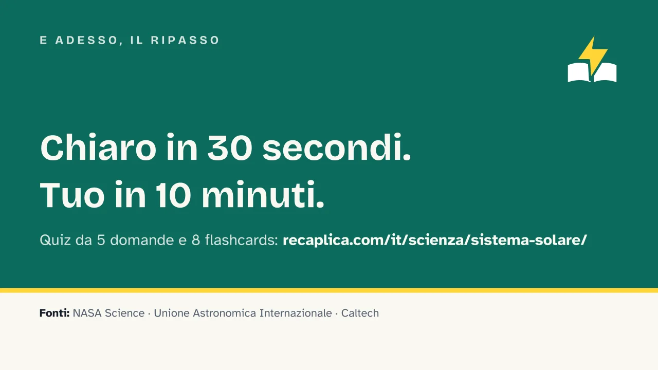 Slide 18 della presentazione su Il sistema solare: E adesso, il ripasso