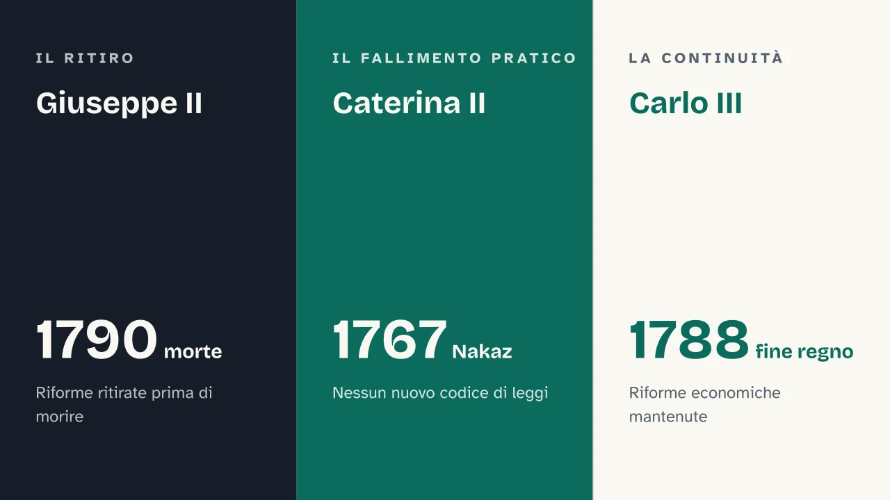 Slide 14 della presentazione su Dispotismo illuminato: Giuseppe II · Caterina II · Carlo III