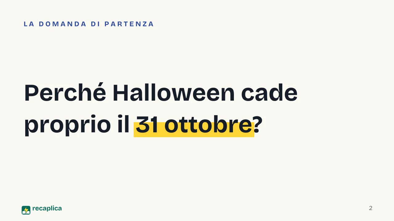 Slide 2 della presentazione su Halloween: Perché Halloween cade proprio il 31 ottobre?