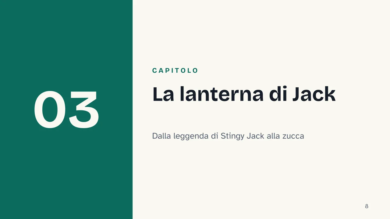 Slide 8 della presentazione su Halloween: Capitolo 03: La lanterna di Jack