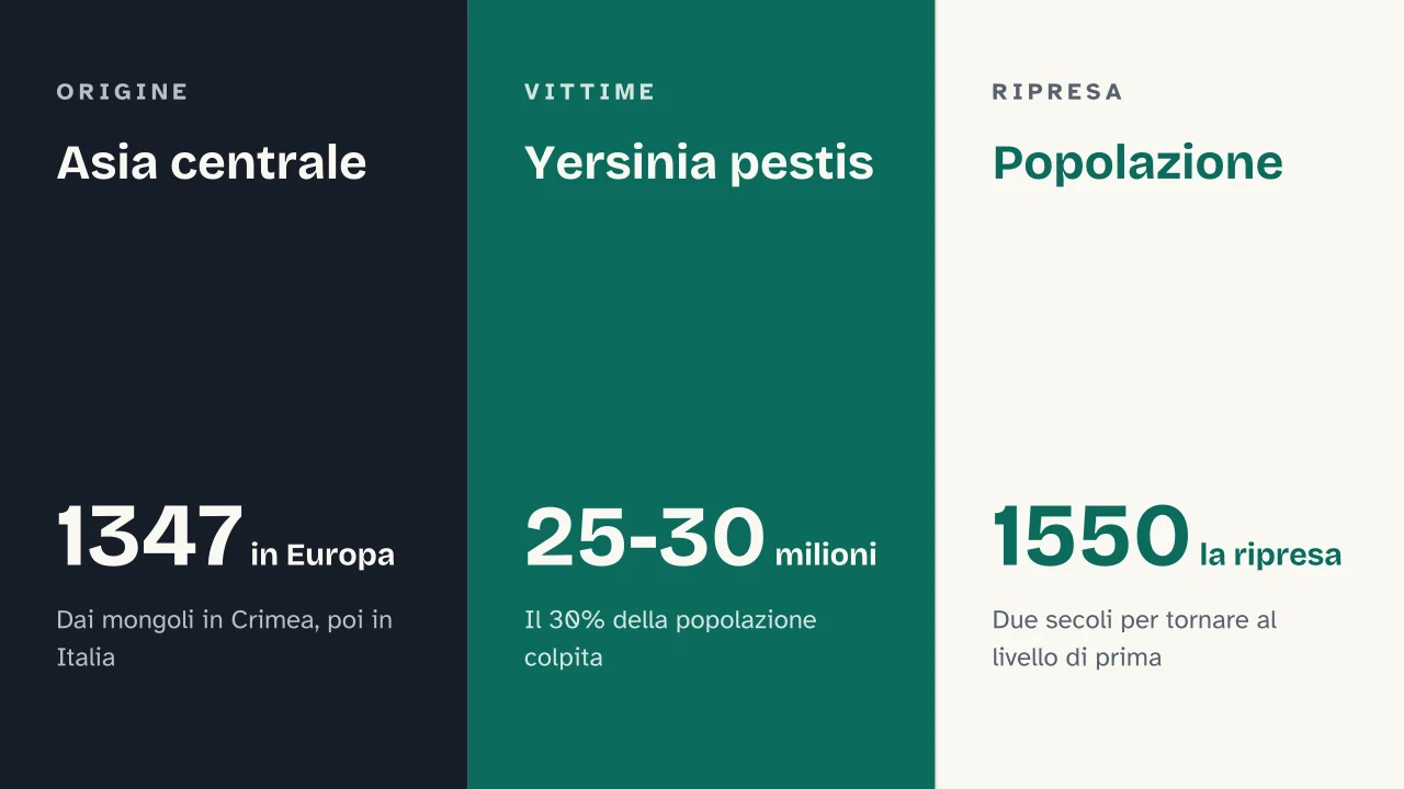 Slide 14 della presentazione su Medioevo: Asia centrale · Yersinia pestis · Popolazione
