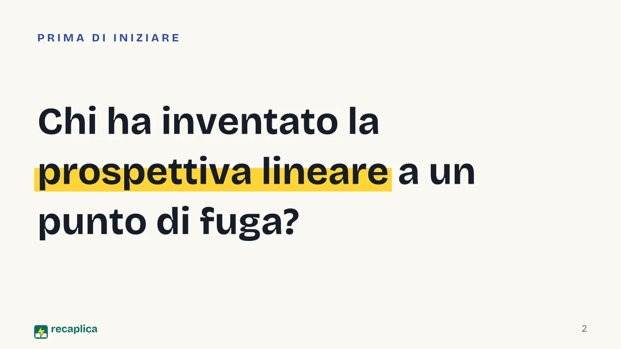 Slide 2 della presentazione su Quattrocento fiorentino: Chi ha inventato la prospettiva lineare a un punto di fuga?