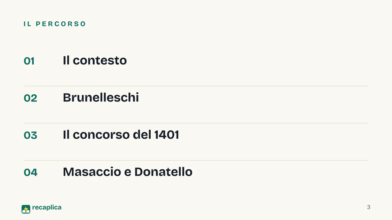 Slide 3 della presentazione su Quattrocento fiorentino: Il percorso