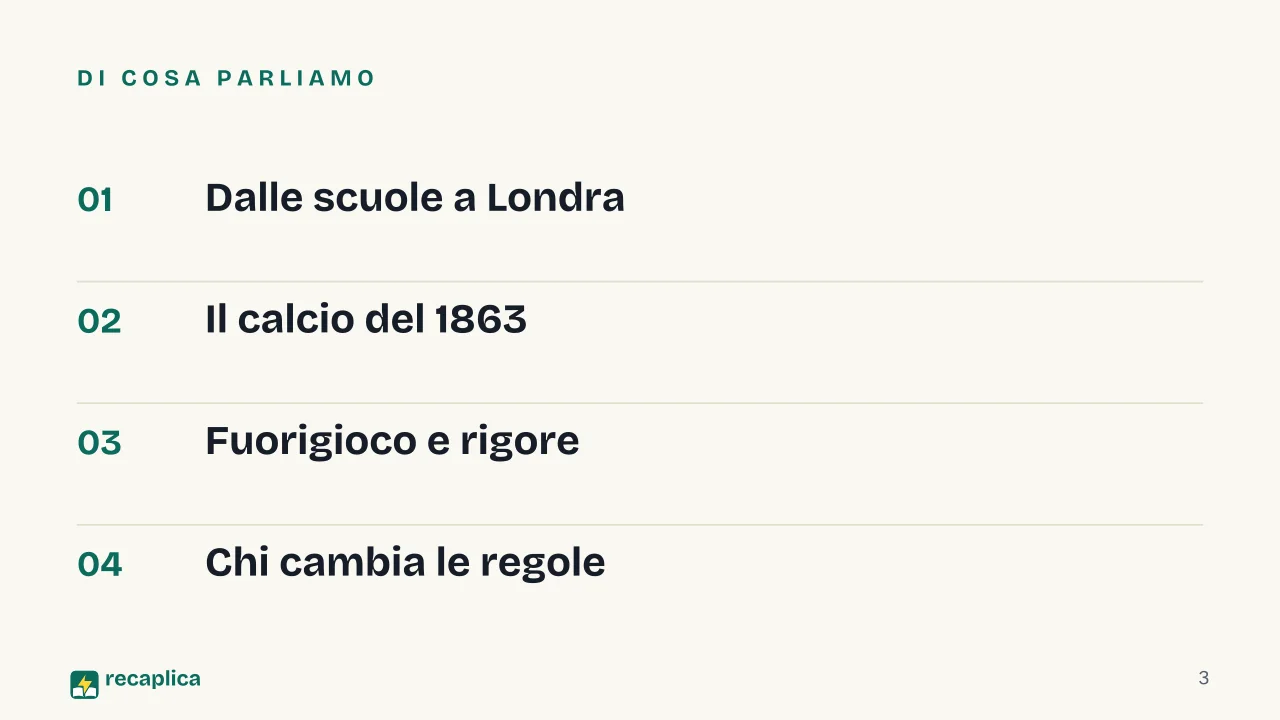Slide 3 della presentazione su Le regole del calcio: Di cosa parliamo