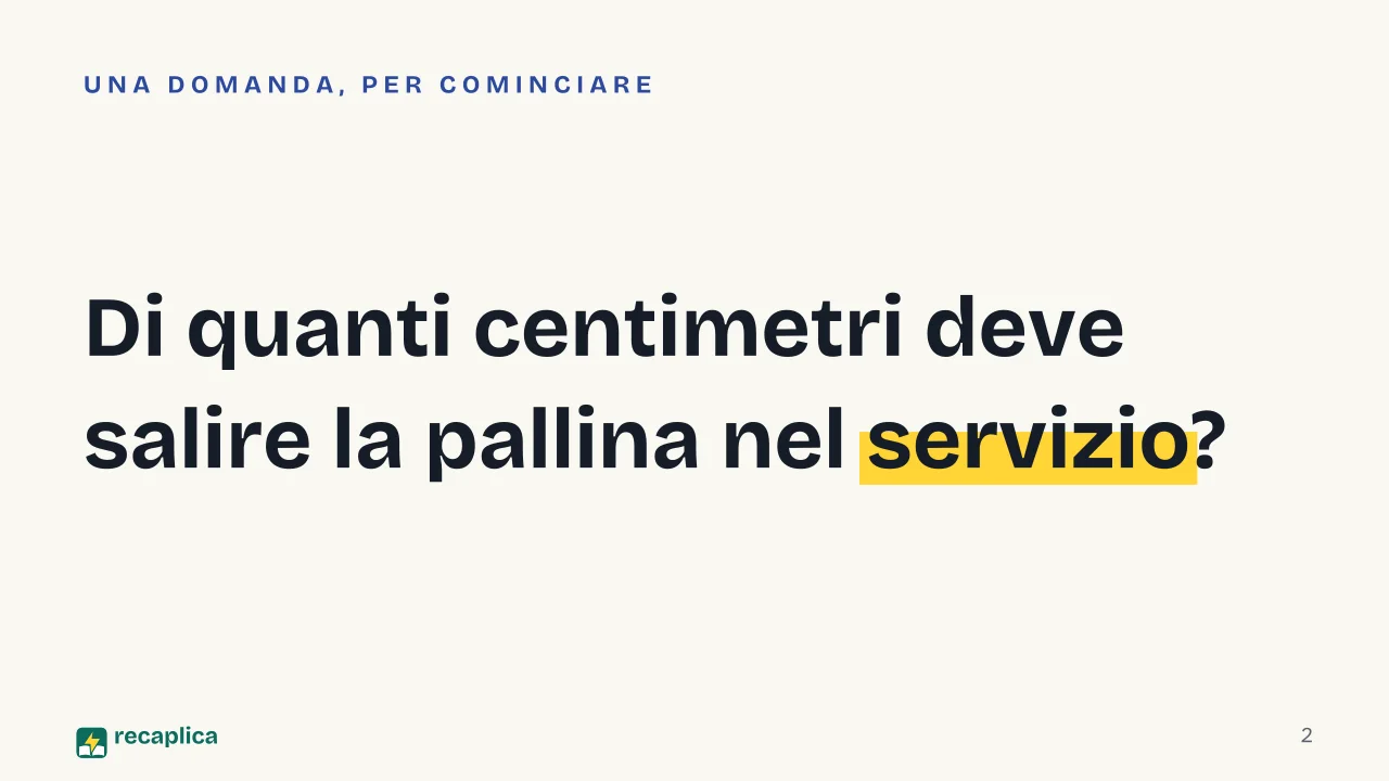 Slide 2 della presentazione su Le regole del ping pong: Di quanti centimetri deve salire la pallina nel servizio?