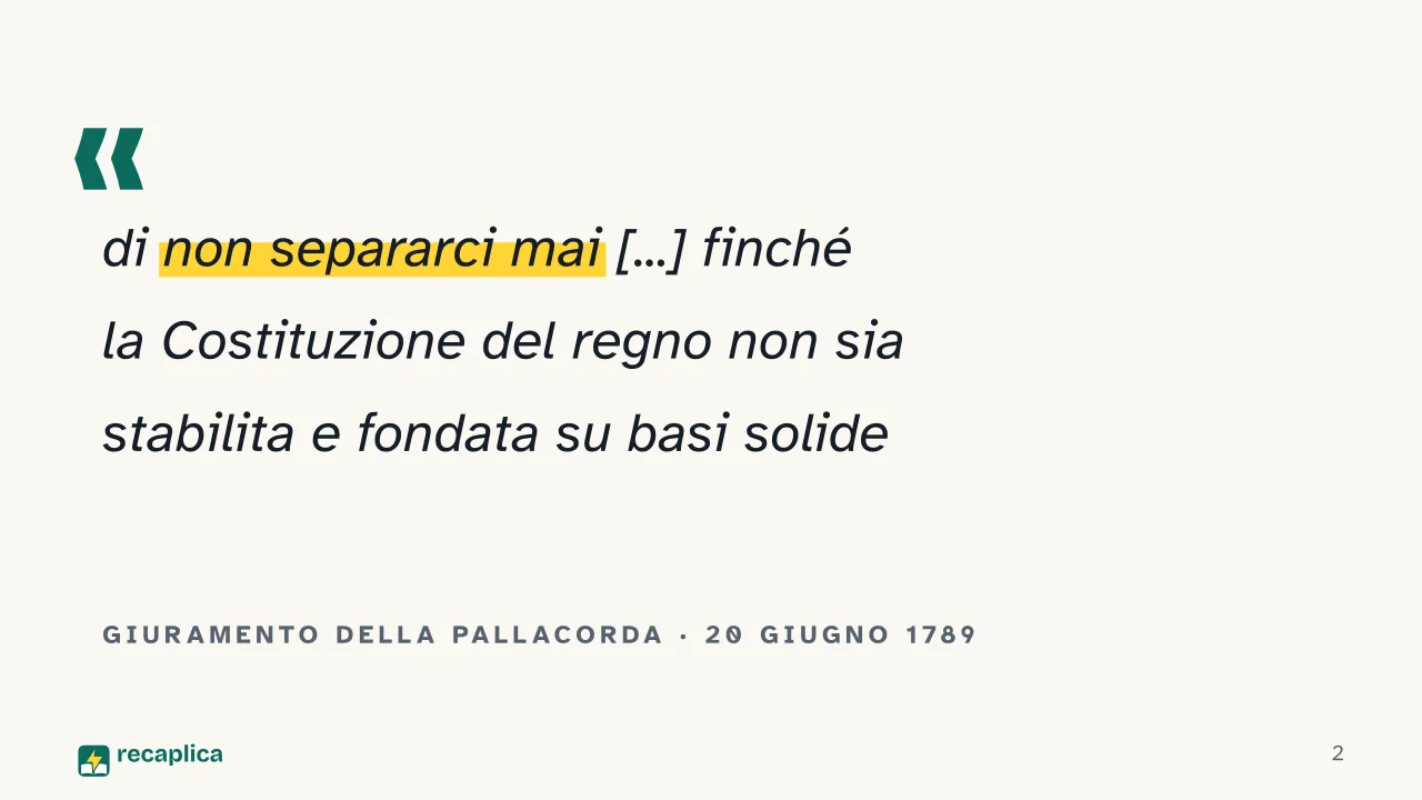 Slide 2 della presentazione su Rivoluzione francese: Giuramento della Pallacorda · 20 giugno 1789
