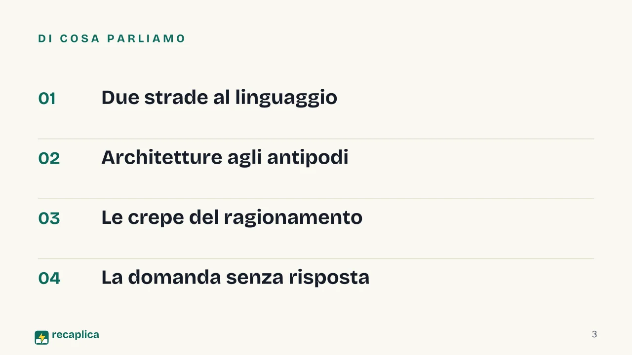 Slide 3 della presentazione su Cognizione umana e intelligenza artificiale: Di cosa parliamo