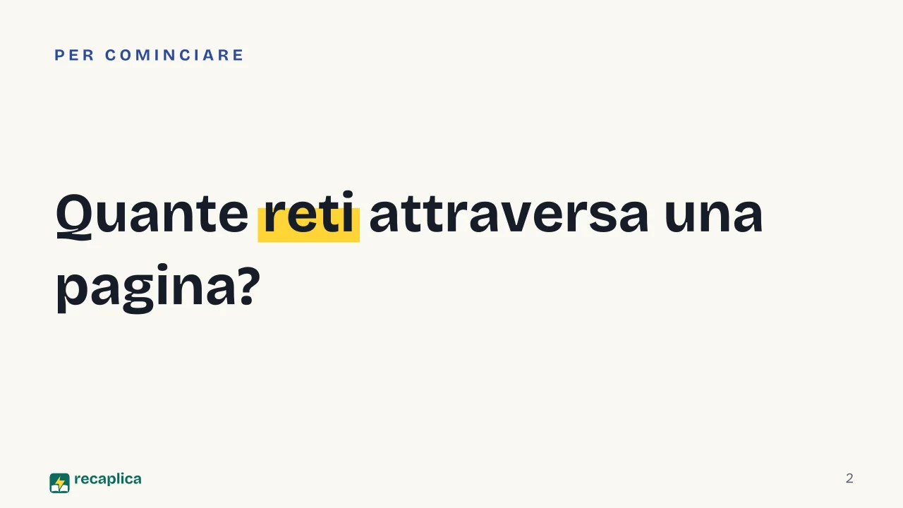 Slide 2 della presentazione su Come funziona Internet: Quante reti attraversa una pagina?