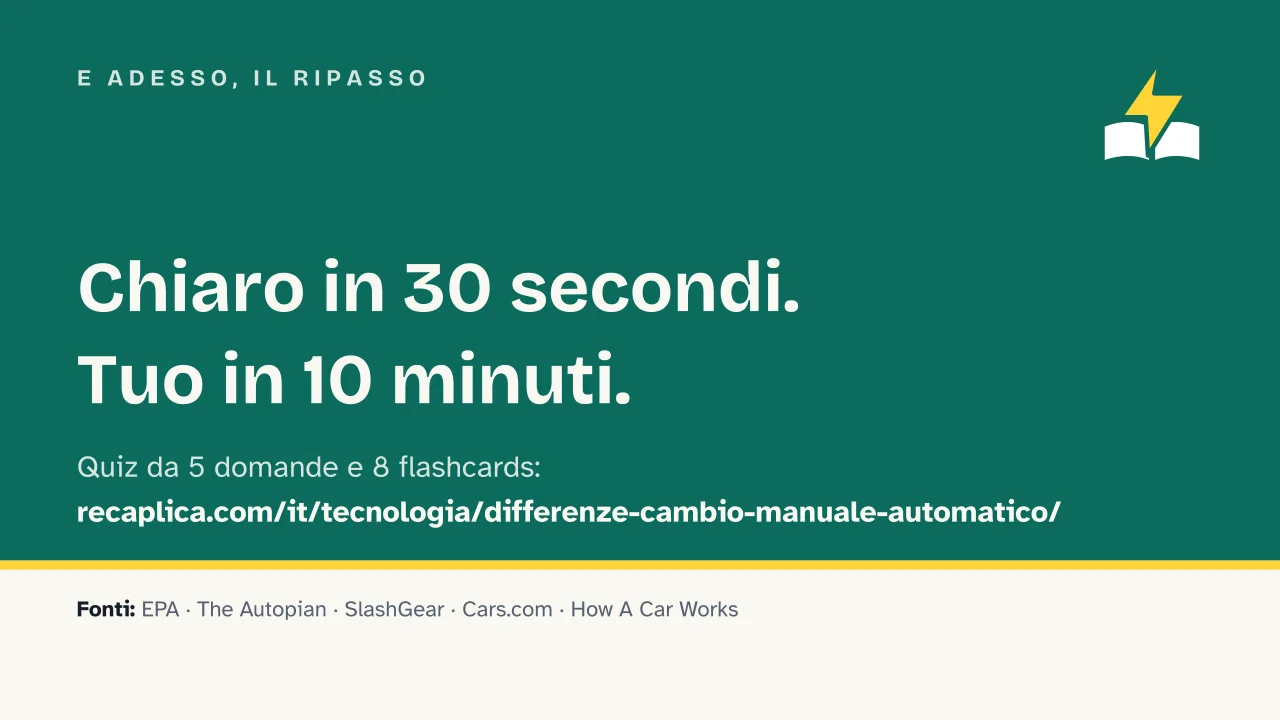 Slide 18 della presentazione su Cambio manuale e cambio automatico: E adesso, il ripasso