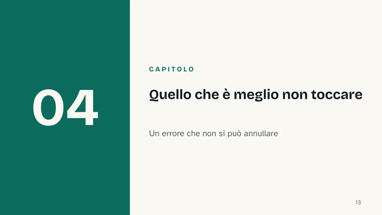 Slide 13 della presentazione su Pulizia di PC e Mac: Capitolo 04: Quello che è meglio non toccare