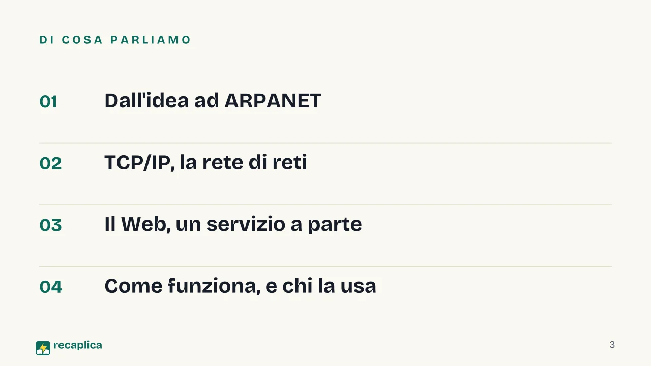 Slide 3 della presentazione su Storia di Internet: Di cosa parliamo