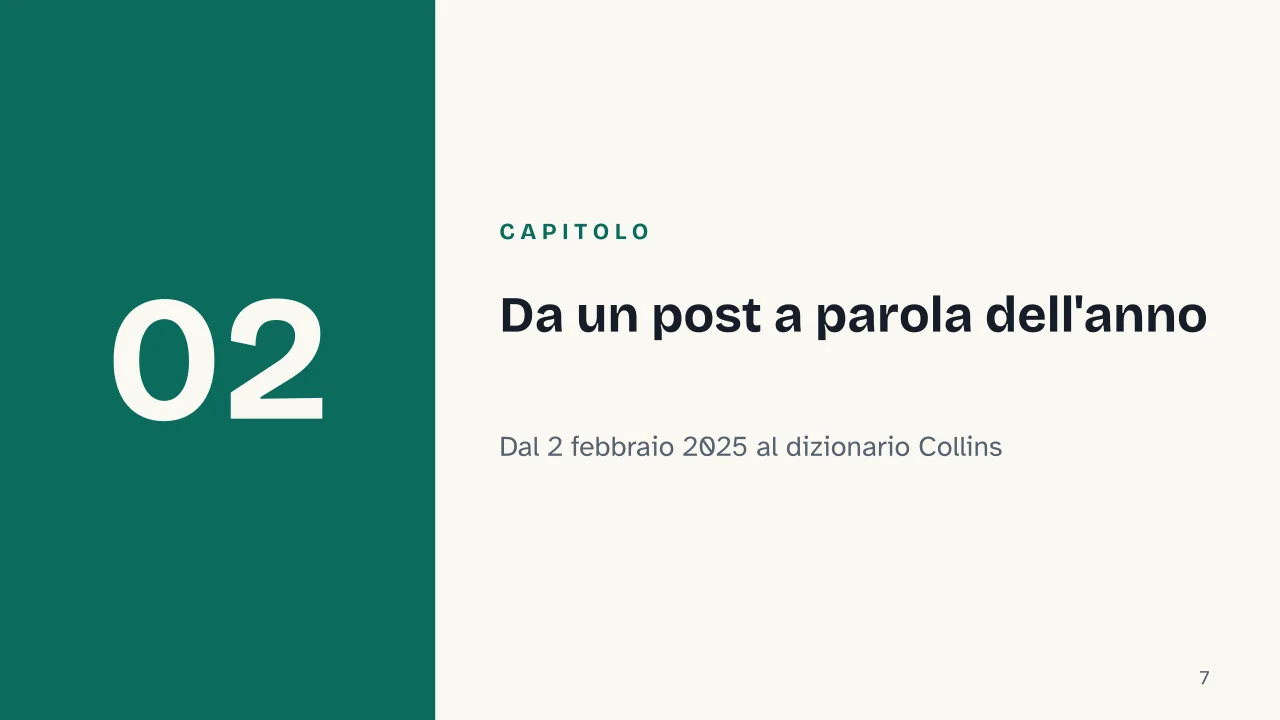 Slide 7 della presentazione su Vibe coding: Capitolo 02: Da un post a parola dell'anno