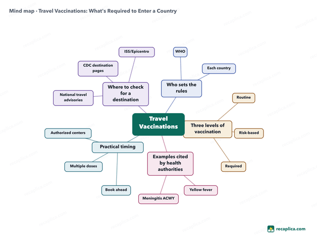 Mind map: Travel Vaccinations