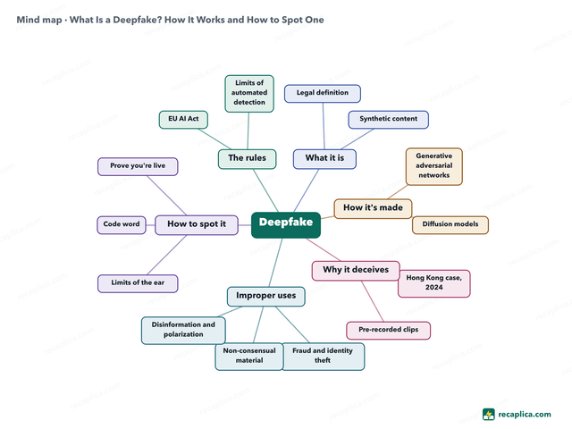 Mind map: What Is a Deepfake? How It Works and How to Spot One